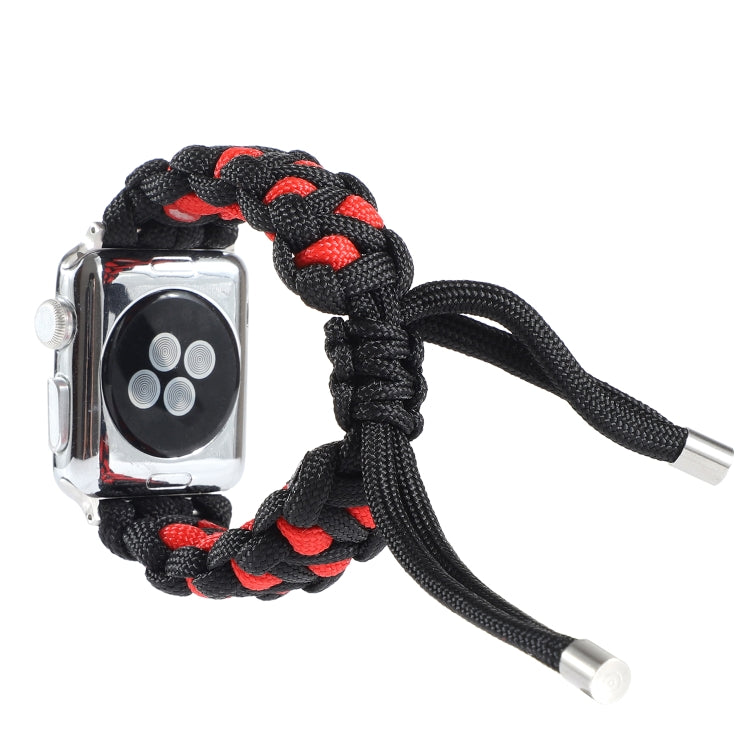 Braided Umbrella Cord Watch Band For Apple Watch Series 9&8&7 41mm / SE 3&SE 2&6&SE&5&4 40mm / 3&2&1 38mm(Black Red) by bashfashion