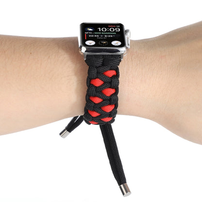 Braided Umbrella Cord Watch Band For Apple Watch Series 9&8&7 41mm / SE 3&SE 2&6&SE&5&4 40mm / 3&2&1 38mm(Black Red) by bashfashion