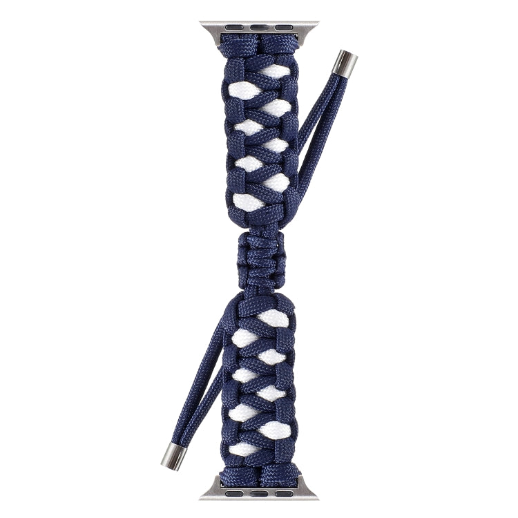 Braided Umbrella Cord Watch Band For Apple Watch Series 9&8&7 41mm / SE 3&SE 2&6&SE&5&4 40mm / 3&2&1 38mm(Dark Blue) by bashfashion