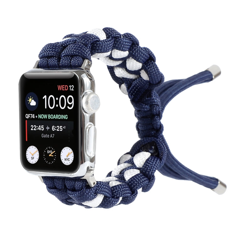 Braided Umbrella Cord Watch Band For Apple Watch Series 9&8&7 41mm / SE 3&SE 2&6&SE&5&4 40mm / 3&2&1 38mm(Dark Blue) by bashfashion