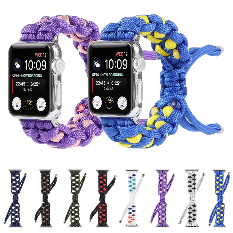 Braided Umbrella Cord Watch Band For Apple Watch Series 9&8&7 41mm / SE 3&SE 2&6&SE&5&4 40mm / 3&2&1 38mm(Dark Blue) by bashfashion