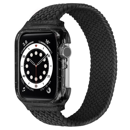 Weave Wrist Strap Watch Bands with Frame For Apple Watch Series 9&8&7 41mm / SE 3&SE 2&6&SE&5&4 40mm / 3&2&1 38mm, Length:135mm(Black) by bashfashion