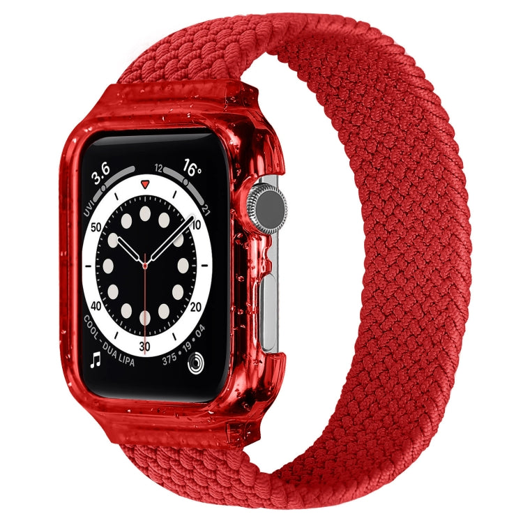 Weave Wrist Strap Watch Bands with Frame For Apple Watch Series 9&8&7 41mm / SE 3&SE 2&6&SE&5&4 40mm / 3&2&1 38mm, Length:135mm(Red) by bashfashion