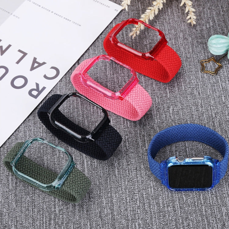 Weave Wrist Strap Watch Bands with Frame For Apple Watch Series 9&8&7 41mm / SE 3&SE 2&6&SE&5&4 40mm / 3&2&1 38mm, Length:145mm(Cold Sea Blue) by bashfashion