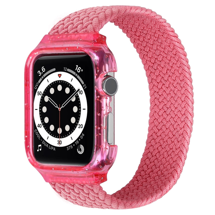 Weave Wrist Strap Watch Bands with Frame For Apple Watch Series 9&8&7 41mm / SE 3&SE 2&6&SE&5&4 40mm / 3&2&1 38mm, Length:145mm(Bright Pink) by bashfashion