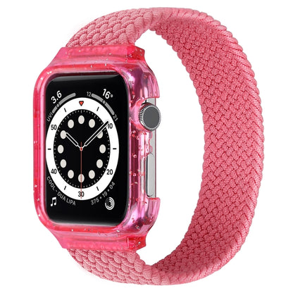 Weave Wrist Strap Watch Bands with Frame For Apple Watch Series 9&8&7 41mm / SE 3&SE 2&6&SE&5&4 40mm / 3&2&1 38mm, Length:145mm(Bright Pink) by bashfashion