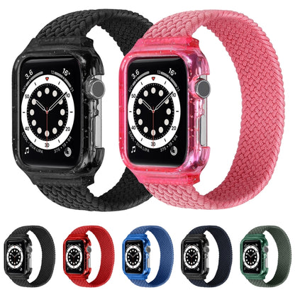 Weave Wrist Strap Watch Bands with Frame For Apple Watch Series 9&8&7 41mm / SE 3&SE 2&6&SE&5&4 40mm / 3&2&1 38mm, Length:145mm(Bright Pink) by bashfashion