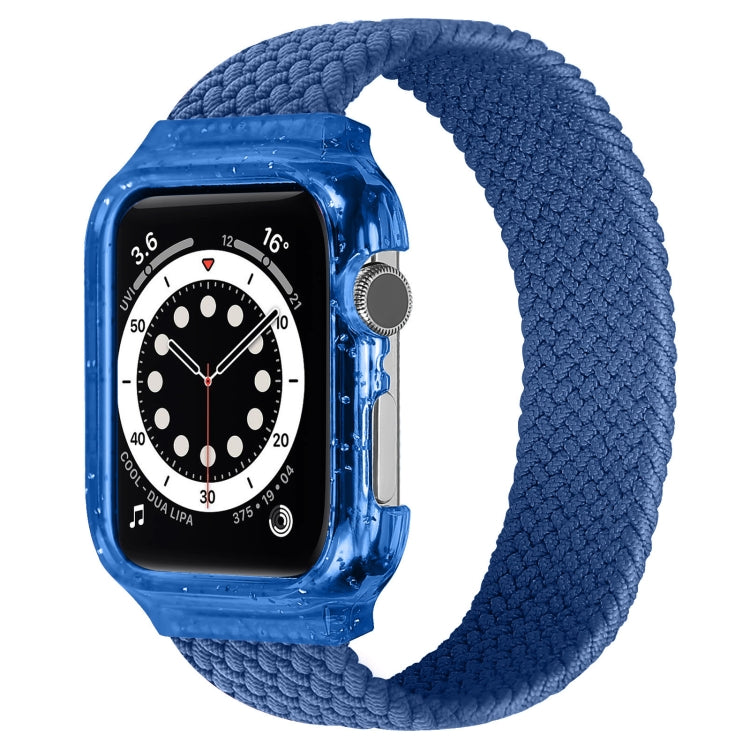 Weave Wrist Strap Watch Bands with Frame For Apple Watch Series 9&8&7 41mm / SE 3&SE 2&6&SE&5&4 40mm / 3&2&1 38mm, Length:155mm(Cold Sea Blue) by bashfashion