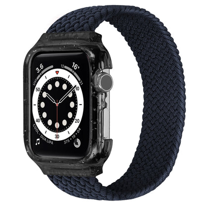 Weave Wrist Strap Watch Bands with Frame For Apple Watch Series 9&8&7 41mm / SE 3&SE 2&6&SE&5&4 40mm / 3&2&1 38mm, Length:155mm(Charcoal) by bashfashion