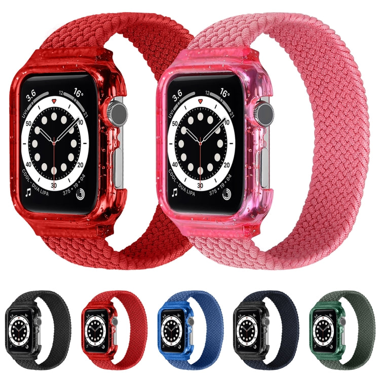 Weave Wrist Strap Watch Bands with Frame For Apple Watch Series 9&8&7 41mm / SE 3&SE 2&6&SE&5&4 40mm / 3&2&1 38mm, Length:155mm(Red) by bashfashion