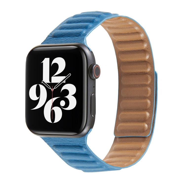 Loop Leather Watch Band For Apple Watch Series 7 41mm / 6 & SE & 5 & 4 40mm / 3 & 2 & 1 38mm(Blue) by bashfashion