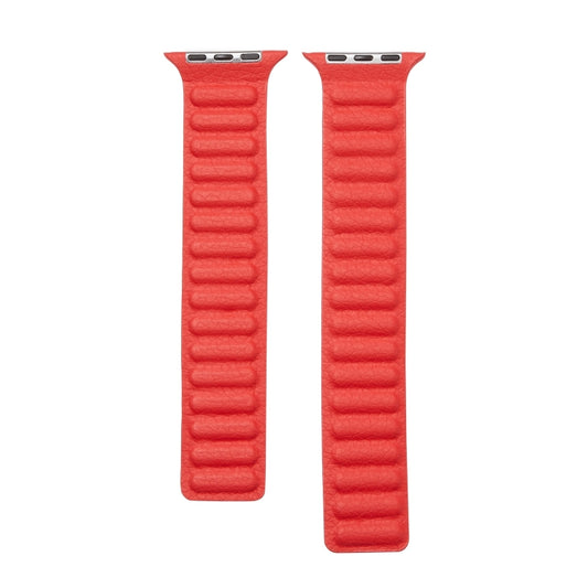 Loop Leather Watch Band For Apple Watch Series 7 41mm / 6 & SE & 5 & 4 40mm / 3 & 2 & 1 38mm(Red) by bashfashion