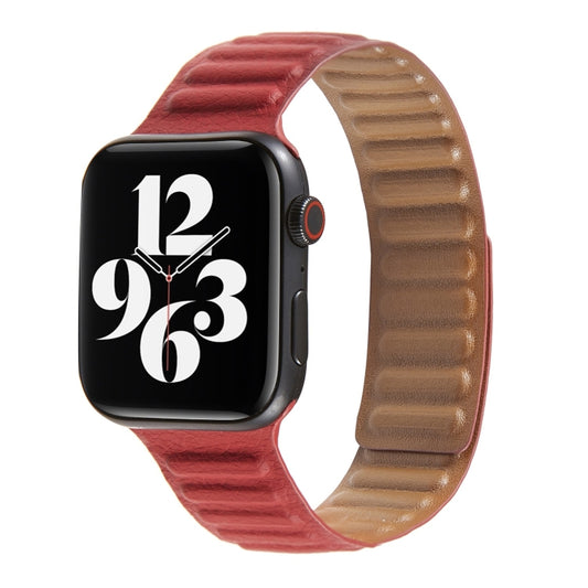 Loop Leather Watch Band For Apple Watch Series 7 41mm / 6 & SE & 5 & 4 40mm / 3 & 2 & 1 38mm(Wine Red) by bashfashion