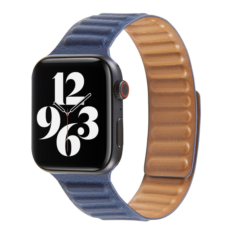 Loop Leather Watch Band For Apple Watch Series 7 41mm / 6 & SE & 5 & 4 40mm / 3 & 2 & 1 38mm(Dark Blue) by bashfashion