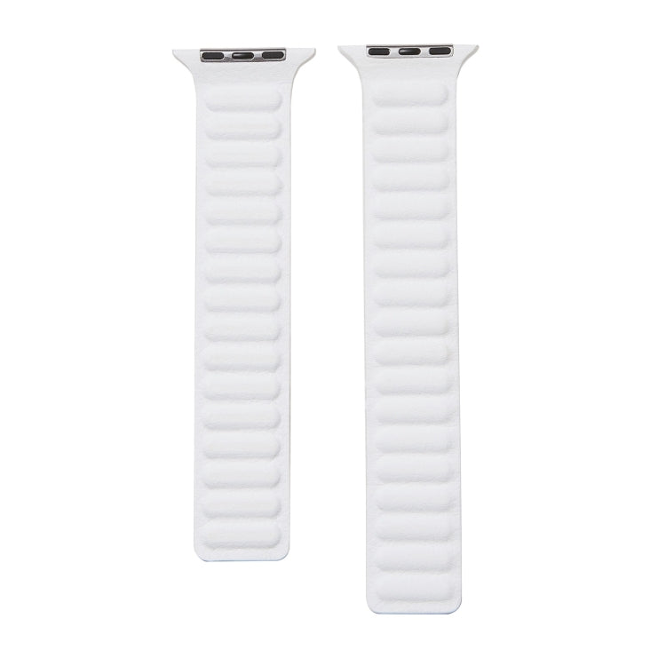 Loop Leather Watch Band For Apple Watch Series 7 45mm / 6 & SE & 5 & 4 44mm / 3 & 2 & 1 42mm(White) by bashfashion