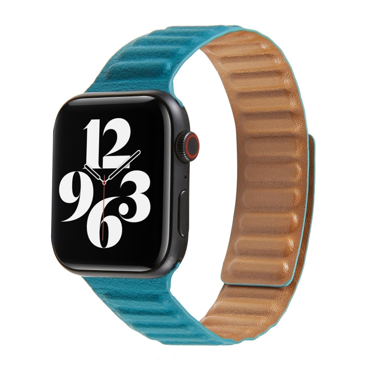 Loop Leather Watch Band For Apple Watch Series 7 45mm / 6 & SE & 5 & 4 44mm / 3 & 2 & 1 42mm(Peacock Green) by bashfashion