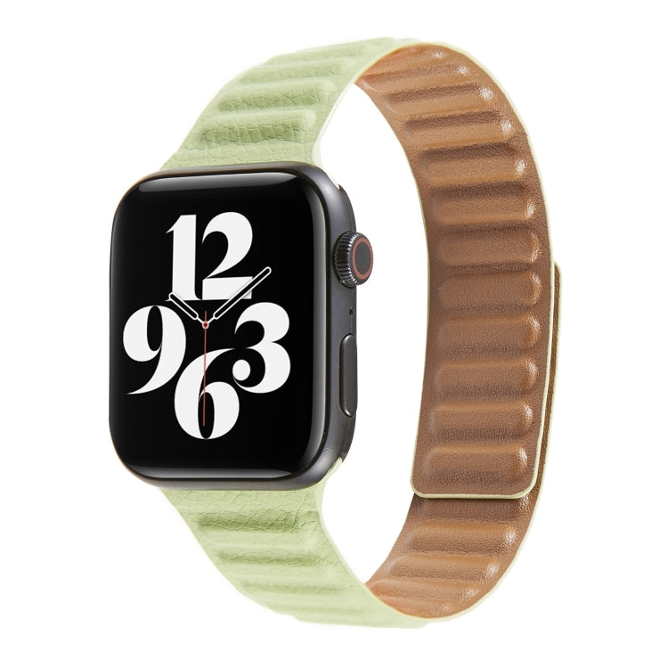 Loop Leather Watch Band For Apple Watch Series 7 45mm / 6 & SE & 5 & 4 44mm / 3 & 2 & 1 42mm(Grass Green) by bashfashion