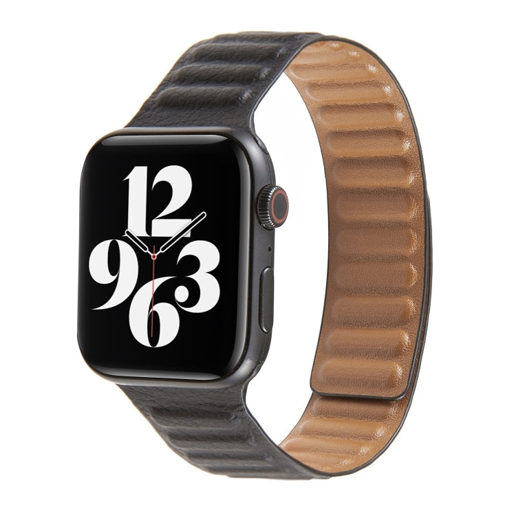 Loop Leather Watch Band For Apple Watch Series 7 45mm / 6 & SE & 5 & 4 44mm / 3 & 2 & 1 42mm(Black) by bashfashion