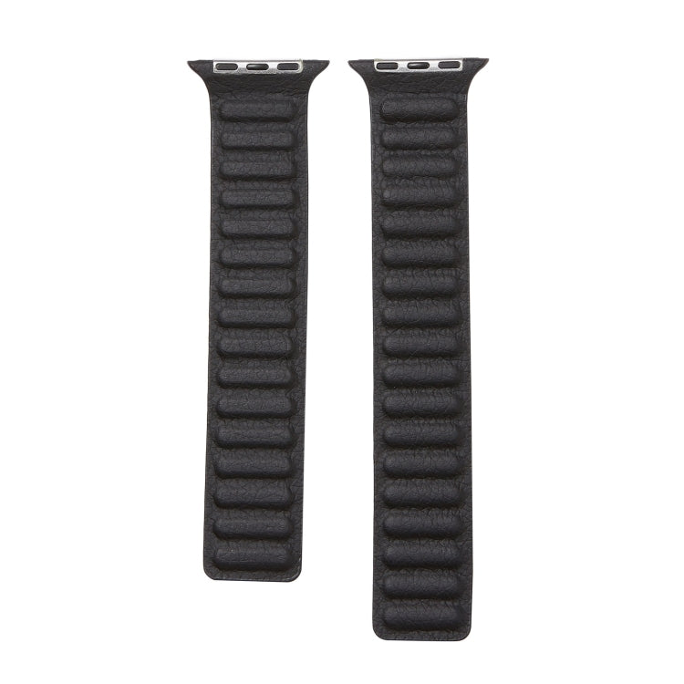 Loop Leather Watch Band For Apple Watch Series 7 45mm / 6 & SE & 5 & 4 44mm / 3 & 2 & 1 42mm(Black) by bashfashion