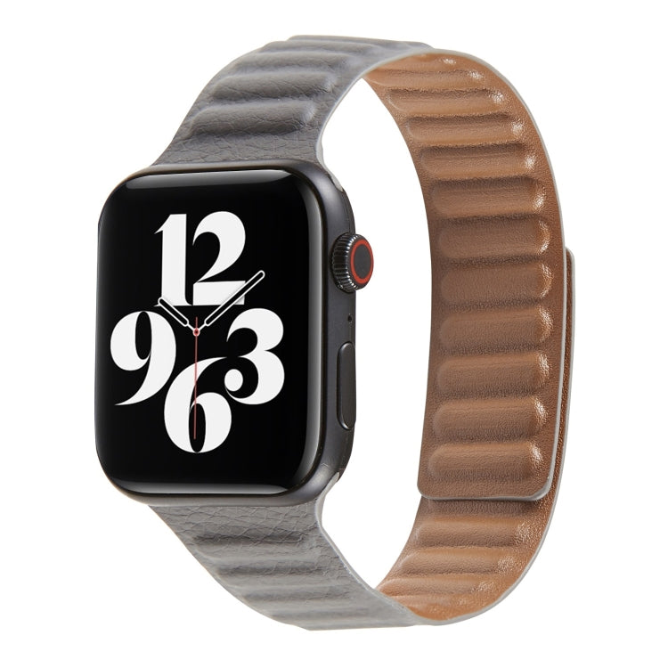 Loop Leather Watch Band For Apple Watch Series 7 45mm / 6 & SE & 5 & 4 44mm / 3 & 2 & 1 42mm(Grey) by bashfashion