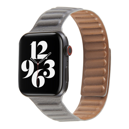 Loop Leather Watch Band For Apple Watch Series 7 45mm / 6 & SE & 5 & 4 44mm / 3 & 2 & 1 42mm(Grey) by bashfashion