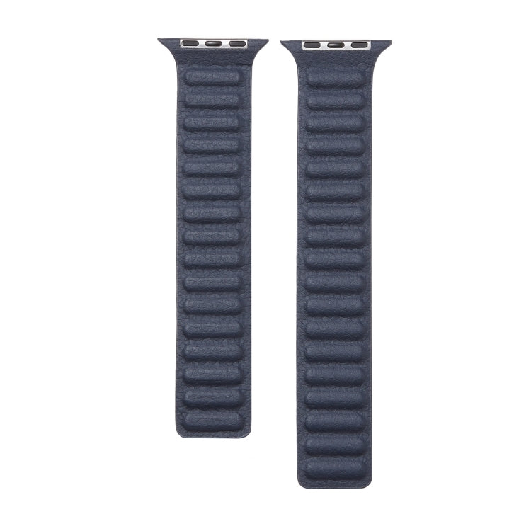 Loop Leather Watch Band For Apple Watch Series 7 45mm / 6 & SE & 5 & 4 44mm / 3 & 2 & 1 42mm(Dark Blue) by bashfashion