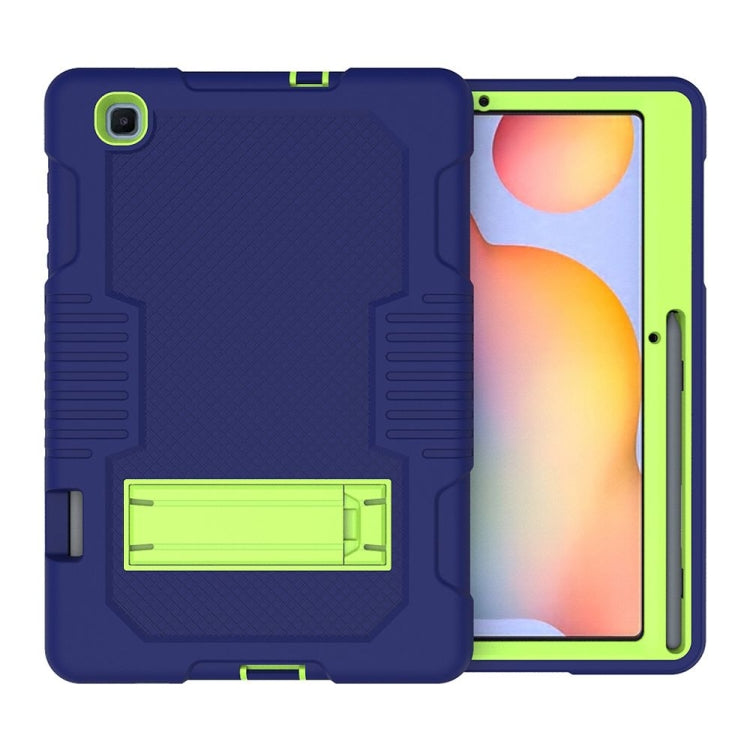 Contrast Color Robot Shockproof Silicone + PC Protective Case with Holder For Samsung Galaxy Tab S6 Lite P610(Navy Blue Yellow Green) by bashfashion
