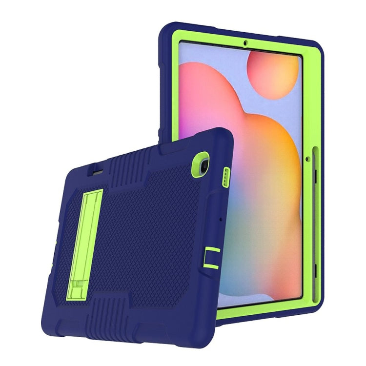 Contrast Color Robot Shockproof Silicone + PC Protective Case with Holder For Samsung Galaxy Tab S6 Lite P610(Navy Blue Yellow Green) by bashfashion