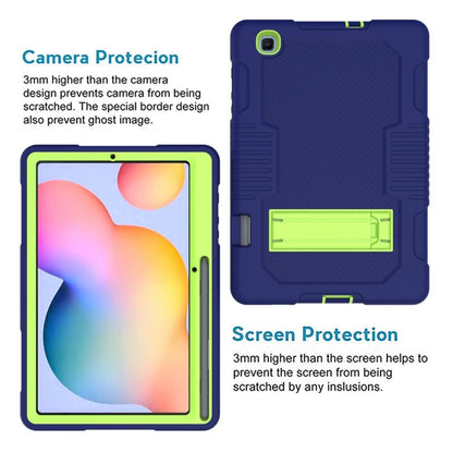 Contrast Color Robot Shockproof Silicone + PC Protective Case with Holder For Samsung Galaxy Tab S6 Lite P610(Navy Blue Yellow Green) by bashfashion