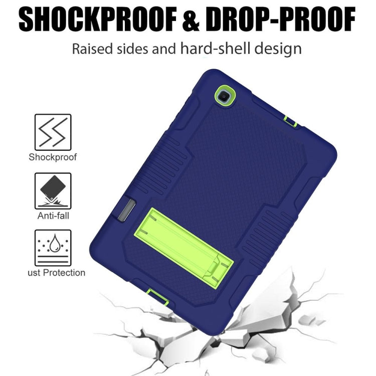 Contrast Color Robot Shockproof Silicone + PC Protective Case with Holder For Samsung Galaxy Tab S6 Lite P610(Navy Blue Yellow Green) by bashfashion