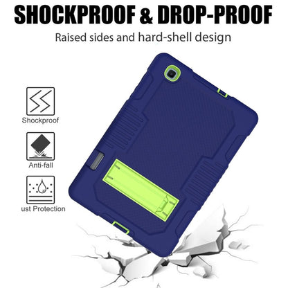Contrast Color Robot Shockproof Silicone + PC Protective Case with Holder For Samsung Galaxy Tab S6 Lite P610(Navy Blue Yellow Green) by bashfashion