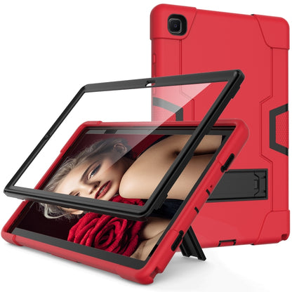 For Samsung Galaxy Tab A7 10.4 (2020) T500 Contrast Color Robot Shockproof Silicon + PC Protective Case with Holder(Red + Black) by bashfashion