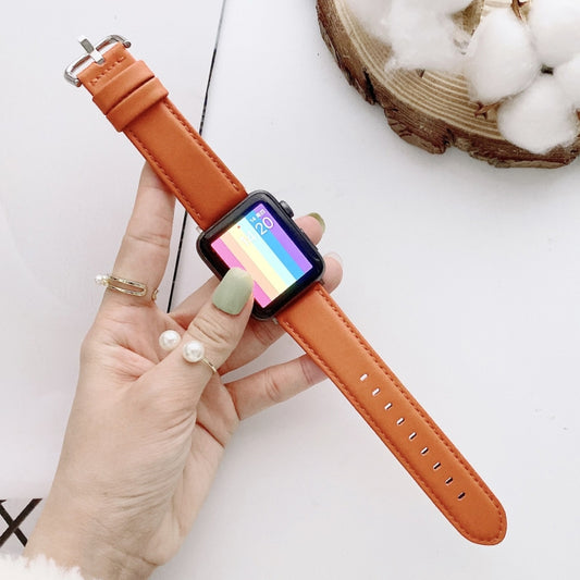 D Character Buckle Smooth Texture Watch Band For Apple Watch Series 9&8&7 41mm / SE 3&SE 2&6&SE&5&4 40mm / 3&2&1 38mm(Brown) by bashfashion