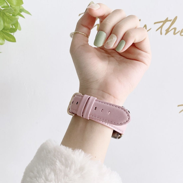 D Character Buckle Smooth Texture Watch Band For Apple Watch Series 9&8&7 41mm / SE 3&SE 2&6&SE&5&4 40mm / 3&2&1 38mm(Pink) by bashfashion