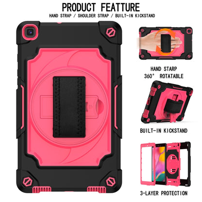 For Samsung Tab A 8.0 (2019)/T290 360 Degree Rotation Turntable Contrast Color Robot Shockproof Silicone + PC Protective Case with Holder(Black + Rose Red) by bashfashion