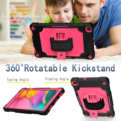For Samsung Tab A 8.0 (2019)/T290 360 Degree Rotation Turntable Contrast Color Robot Shockproof Silicone + PC Protective Case with Holder(Black + Rose Red) by bashfashion