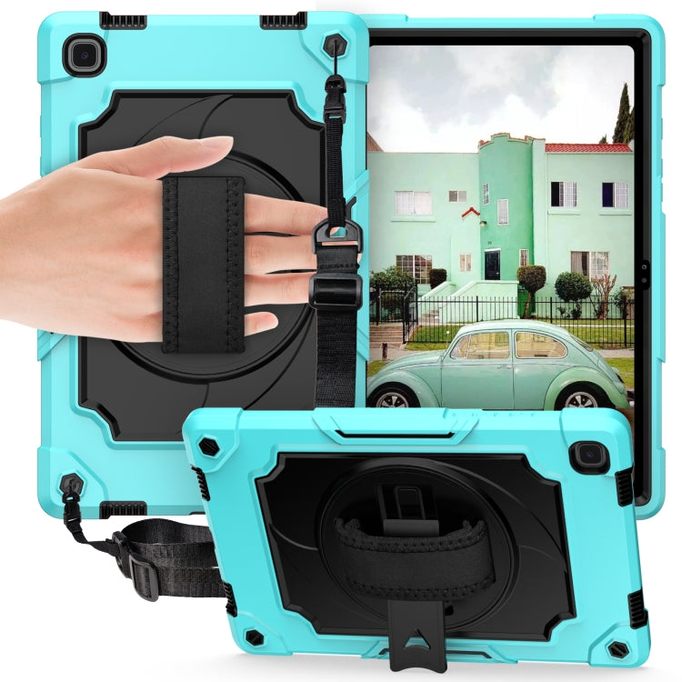 For Samsung Galaxy Tab A7 10.4 (2020)/T500 360 Degree Rotation Turntable Contrast Color Robot Shockproof Silicone + PC Protective Case with Holder(Mint Green + Black) by bashfashion
