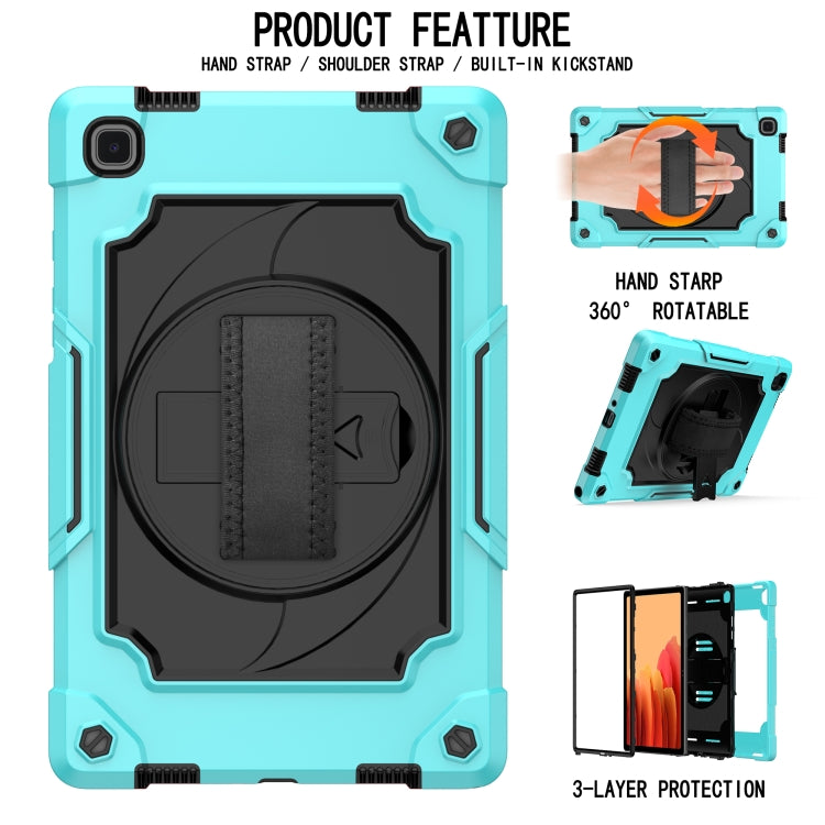 For Samsung Galaxy Tab A7 10.4 (2020)/T500 360 Degree Rotation Turntable Contrast Color Robot Shockproof Silicone + PC Protective Case with Holder(Mint Green + Black) by bashfashion