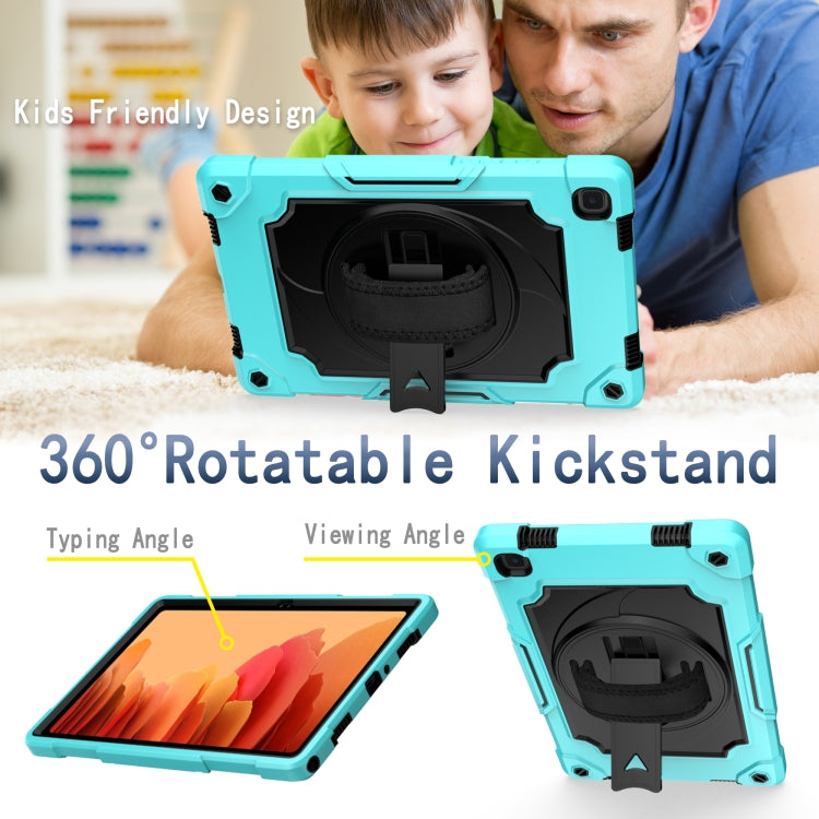 For Samsung Galaxy Tab A7 10.4 (2020)/T500 360 Degree Rotation Turntable Contrast Color Robot Shockproof Silicone + PC Protective Case with Holder(Mint Green + Black) by bashfashion