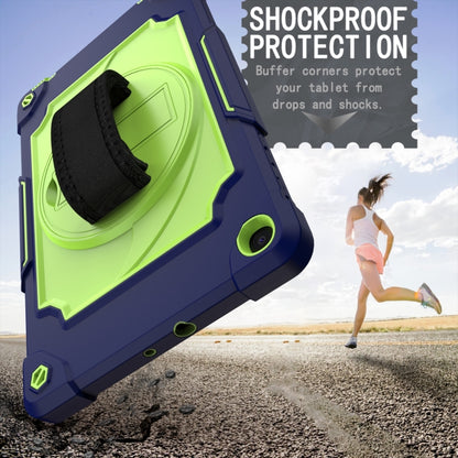 For Samsung Galaxy Tab A 10.1 (2019)/T515 360 Degree Rotation Turntable Contrast Color Robot Shockproof Silicone + PC Protective Case with Holder(Navy Blue + Yellow Green) by bashfashion