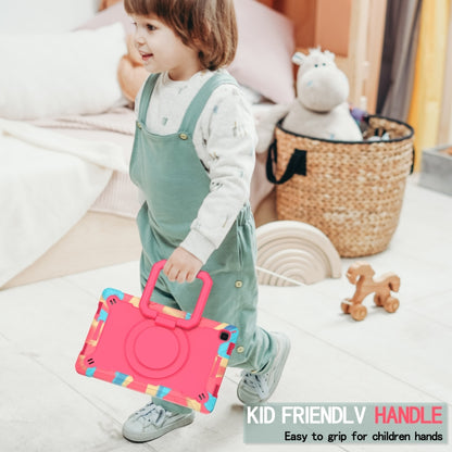 For Samsung Galaxy Tab A7 10.4 (2020) T500 / T505 Contrast Color Shockproof Robot Silicone + PC Case with Wristband Holder(Camouflage + Rose Red) by bashfashion