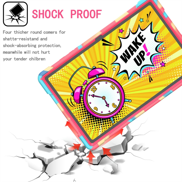 For Samsung Galaxy Tab A7 10.4 (2020) T500 / T505 Contrast Color Shockproof Robot Silicone + PC Case with Wristband Holder(Camouflage + Rose Red) by bashfashion