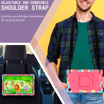 For Samsung Galaxy Tab A7 10.4 (2020) T500 / T505 Contrast Color Shockproof Robot Silicone + PC Case with Wristband Holder(Camouflage + Rose Red) by bashfashion