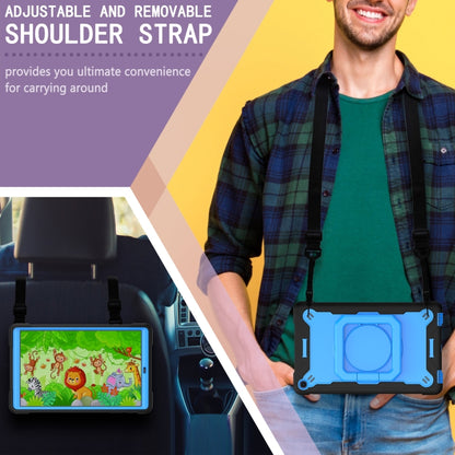 For Samsung Galaxy Tab A10.1 (2019) T510 Contrast Color Shockproof Robot Silicone + PC Case with Wristband Holder(Black + Blue) by bashfashion