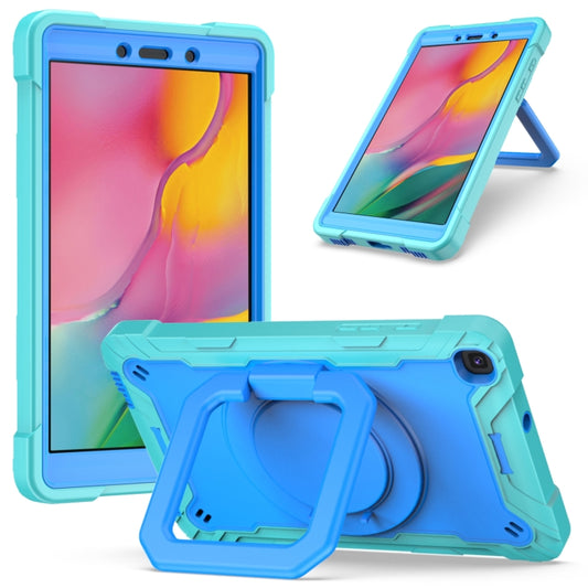 For Samsung Galaxy Tab A 8.0 (2019) T290 Contrast Color Shockproof Robot Silicone + PC Case with Wristband Holder(Mint Green + Blue) by bashfashion