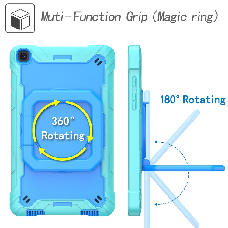 For Samsung Galaxy Tab A 8.0 (2019) T290 Contrast Color Shockproof Robot Silicone + PC Case with Wristband Holder(Mint Green + Blue) by bashfashion
