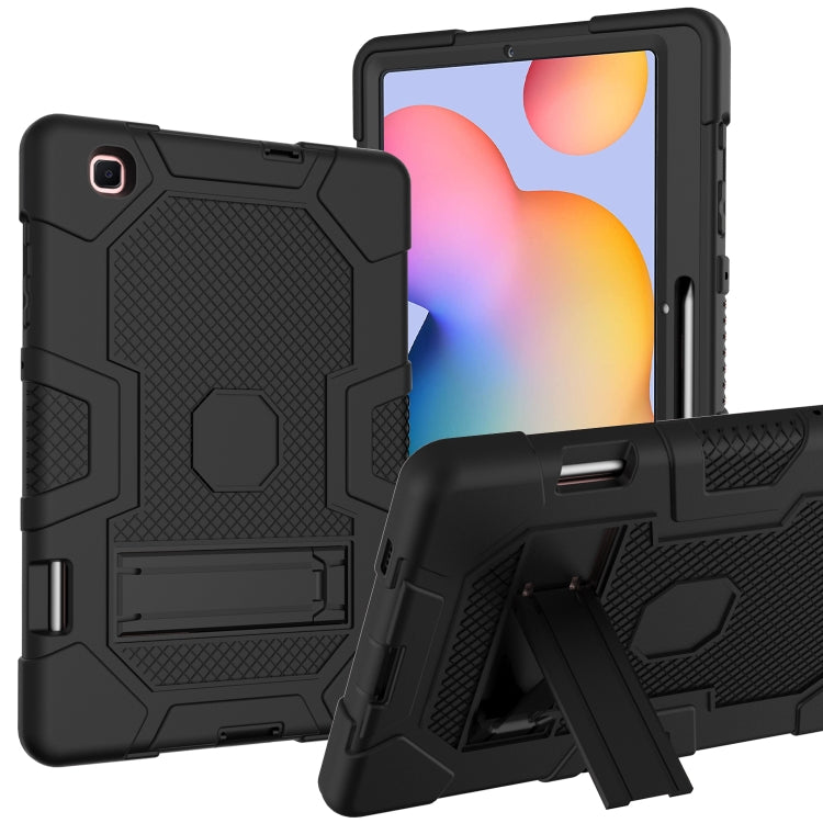 For Samsung Galaxy Tab S6 Lite P610 Contrast Color Robot Shockproof Silicone + PC Protective Case with Holder (Black) by bashfashion