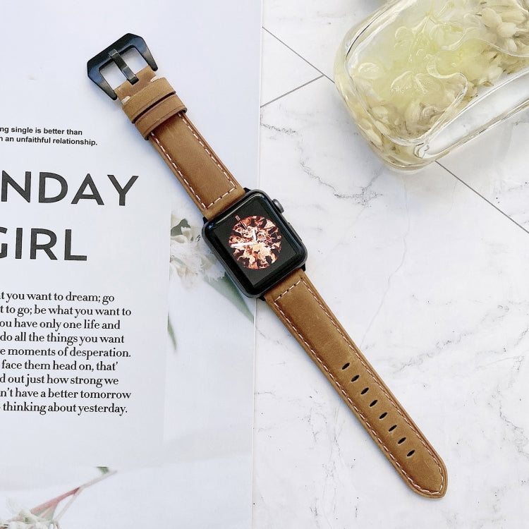 Big Head Buckle Leather Watch Band For Apple Watch Ultra 49mm&Watch Ultra 2 49mm / Series 9&8&7 45mm / SE 3&SE 2&6&SE&5&4 44mm / 3&2&1 42mm(Brown) by bashfashion