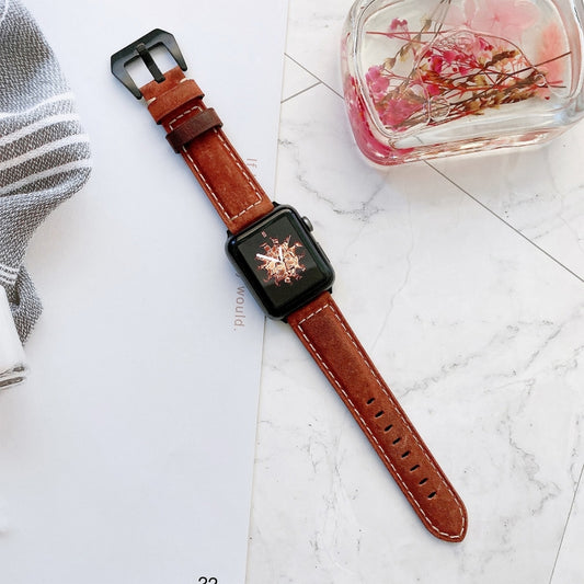 Big Head Buckle Leather Watch Band For Apple Watch Series 9&8&7 41mm / SE 3&SE 2&6&SE&5&4 40mm / 3&2&1 38mm(Red) by bashfashion