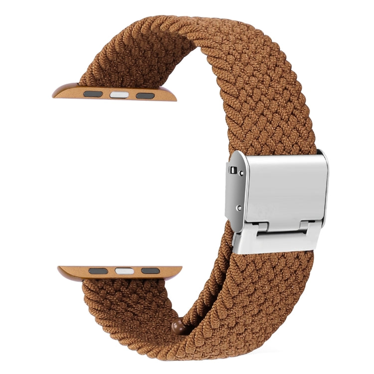 Braided + Stainless Steel Watch Band For Apple Watch Series 7 41mm / 6 & SE & 5 & 4 40mm / 3 & 2 & 1 38mm(Brown Yellow) by bashfashion